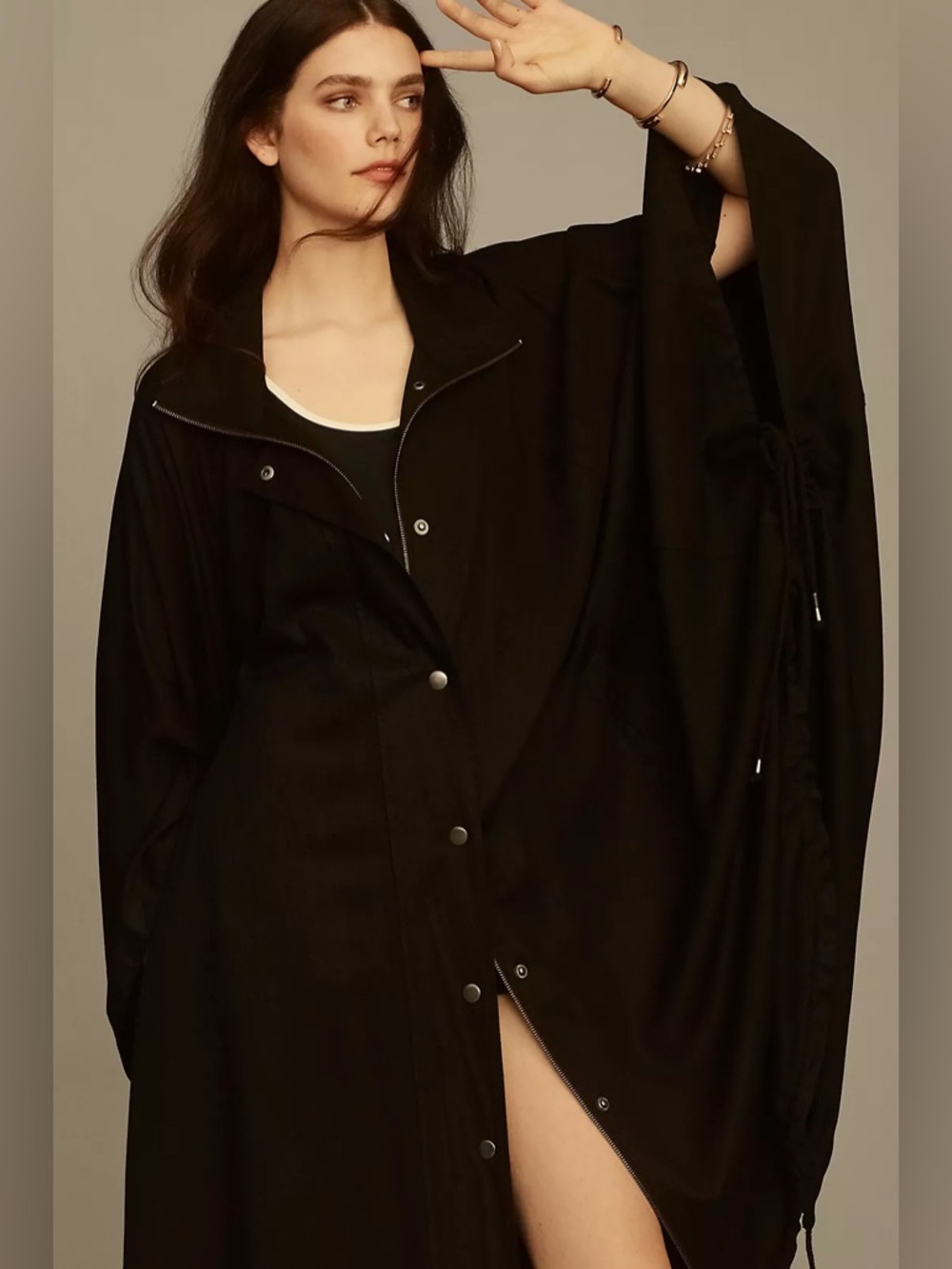Anthropologie PILCRO Utility Poncho Cape Trench Oversize | one size all | black - Picture 2 of 10